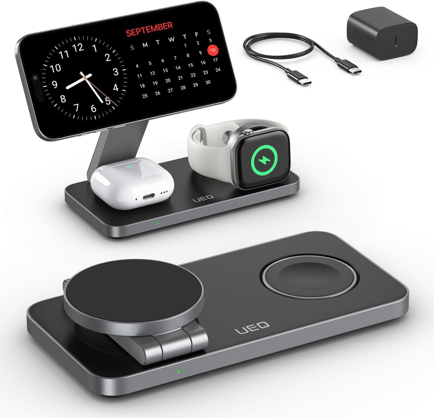 Foldable 3-in-1 Wireless Charger Stand for Apple Devices