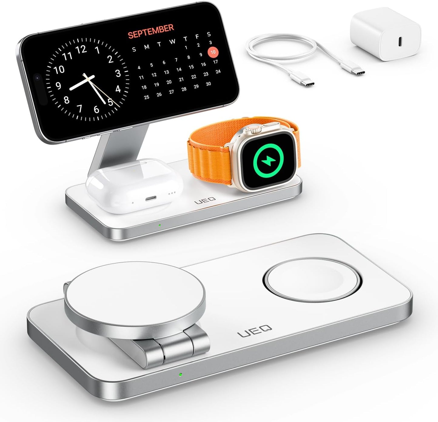 Foldable 3-in-1 Wireless Charger Stand for Apple Devices
